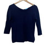 J. McLaughlin  Navy Blue Cashmere Blend 3/4 Sleeve Sweater Sz S Photo 0