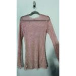 Free People NEW  Women's Pink Filter Finish Long Sleeve Metallic Mesh Size Small Photo 12