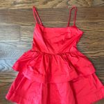 New With Tags Tiered Poplin Ruffle Mini Dress Size Medium Party Flirty Coquette Red Photo 5