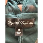 Crystal Doll Women’s Sheer Green Dress Pop Corn Textured Mock Neck Cape Sleeve Tiered Sz M Photo 2
