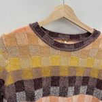Free People Geometric Short Sleeve Chenille Sweater 60s Disco Rave Women Small Photo 4