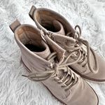 OASIS SOCIETY | Tan Off White Lug Sole Combat Boots Zipper Lace Up | Size 9 Tan Photo 4