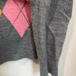 Ny&co NY &  Argyle Cardigan Gray Pink Orange Preppy Button Up Sweater Sz M Photo 3