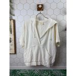 Maeve by Anthropologie Ivory Short Sleeve Oversized Hoodie - Size - S/M Photo 4
