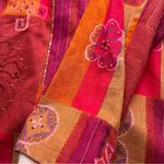 Alfred Dunner  Women’s Red Patchwork Beaded Stitched Linen Button Up Jacket Sz 14 Photo 4