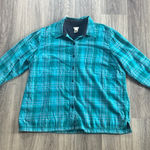 L.L. Bean Teal Plaid Fleece Lined Button Photo 0