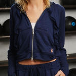 Free People Deep Blue Zip-Up Hoodie Photo 0