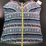 Yonique Feather Print Boho Tankini Top NWT Size Medium Aztec Print Tankini Blue Photo 10