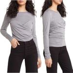 VERO MODA  Nelly Ruched Knit Shirt Corset Top Gray Size Medium Long‎ Sleeve NWT Photo 1