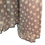 Papaya  Blue Medallion Plisse Print Button Front Sheer Blouse Small Photo 3