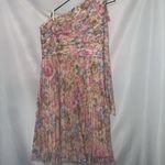 Alex Marie WO SIZE 16P ONE SHOULDER DRESS PEACHY FLORAL DESIGN LINED PLEATED EUC Photo 12