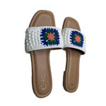 Cato  Comfort Granny Square Crochet Embroidery Tan Cream Flower Sandals Size 9 Photo 5