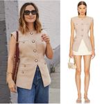 Veronica Beard  Tamara Linen Blend Vest Sandalwood Melange Size 8 Photo 8