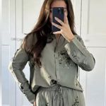 ZARA WOMAN SAGE GREEN SEQUIN SATIN EFFECT SHIRT Top Blouse SIZE Medium Photo 4