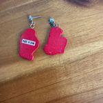 Vintage wooden Santa Claus dangle earrings White Photo 2