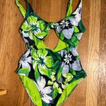 Aerie  women’s Floral Cutout One Piece in Green and Blue size M Photo 2