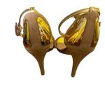 Liliana Women’s Ankle Strap Heels Size 8.5 4.5” Heel Gold Metal Details Photo 4