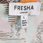 Fresha London Abstract Brush Print Purple Green Black Mini Dress Size L Photo 8