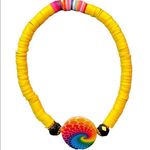 Rainbow Yellow Heishi Beaded Stretch Bracelet New Photo 0