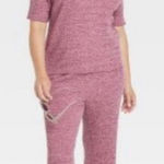 Ava & Viv  NWT Pink Ribbed Short Sleeve Lounge Set Women's I16 Photo 0