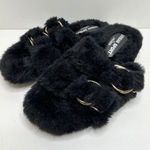 Urban Sports by J/Slides Slippers Womens Size 7 Black Faux Fur Slip On Shoes Photo 0