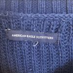 American Eagle  blue knit crochet crew neck sweater Photo 1
