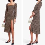 NEW O.P.T. Lenon Floral Midi Dress 8 Brown Photo 5
