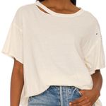 Free People NEW Ivory White Dani Tee Medium Minimalist Capsule Oversized Staple Photo 0