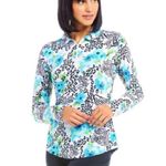 IBKUL Eva Polo Zip Top Peri Long Sleeve Golf Shirt Womens UPF 50 size XS Blue Photo 1