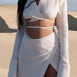 Pretty Little Thing NWT  Waffle Tie Crop Top Photo 0