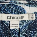 Chico's NWT Chico’s Knit Top Drift Gathered Neck Top Passport Blue XXL Chico’s 4 Stretch Photo 2