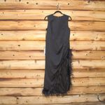 Mac Duggal 11626 Black Sleeveless Faux Wrap Dress with Feather Detail Photo 5