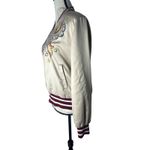 Chelsea and Violet Womens Floral Embroidered Satin Varsity Jacket Size XL Photo 3