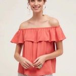 Anthropologie Maeve Off Shoulder Ruffle Islander Top Coral Size XS Photo 0