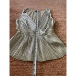 EXPRESS  Metallic Pleated Peplum Top Small S Silver Sleeveless Holiday Party Photo 4