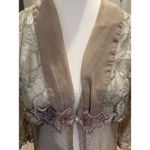 Rare Spencer Alexis VTG 90s Blush Gold Babydoll Lace Kimono Sheer Boho Fairy Lg Tan Photo 3