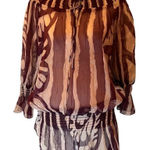 Ceres Beautiful sheer top or swimsuit cover w/ cute ties atâneck andâgathers. Purple Size M Photo 0