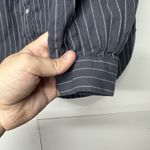 Loft  Petite XSP Women’s Navy Blue Pinstripe Button Front Blouse Long Sleeve Top Photo 5