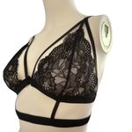 AvidLove womens medium black lace longline bra sexy strappy lingerie bralette Size L Photo 5