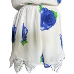 Womens Tea & Cup Los Angeles Blue Rose Floral Print Lace Hem Romper Photo 2
