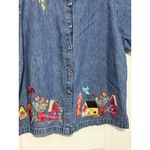 Vintage 90’s Keren Hart Women’s Denim Shirt Button‎ Up Embroidered BirdHouse NWT Blue Size L Photo 1