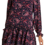 Rebecca Taylor La Vie  Long Sleeve Madeline Mini Dress Large Paisley Boho Photo 0