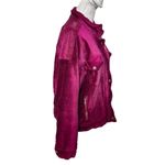 Free People Fuchsia Pink Luxe Velvet Trucker Jacket Oversized Women’s Size XS/S Photo 1