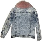 Juicy Couture Black Label Acid Wash Denim Jacket Pink Faux Fur Size XS Crop Photo 10
