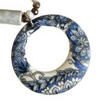 Vintage Blue & White Ceramic Bead Necklace with Donut Pendant Photo 7