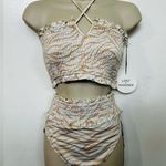 Lost + Wander  Bikini Zebra Print Orange Cream Swimsuit Size Med NWT  Cool Sand Photo 0