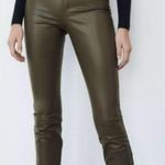 ZARA Faux Leather Pants Olive Green Zippered Ankle Versatile S Edgy City Neutral Photo 0