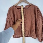 Bella Dahl Linen Tie Front Peasant Top Terracotta Brown Size M Photo 4