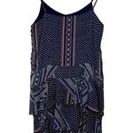 Derek Lam 10 Crosby Silk Slip Dress With Ruffle Skirt Southwest Abstract Print Blue Photo 2