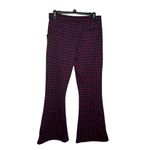 Umgee  Women's Pants‎ Flair Leg Button Plaid Trousers High-Rise Red/Black Small Photo 5